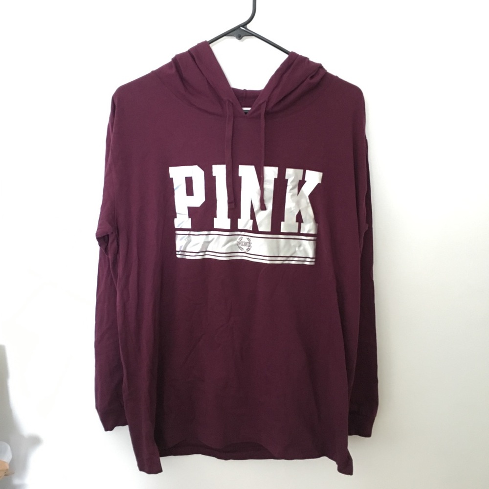 PINK maroon long sleeve shirt hoodie